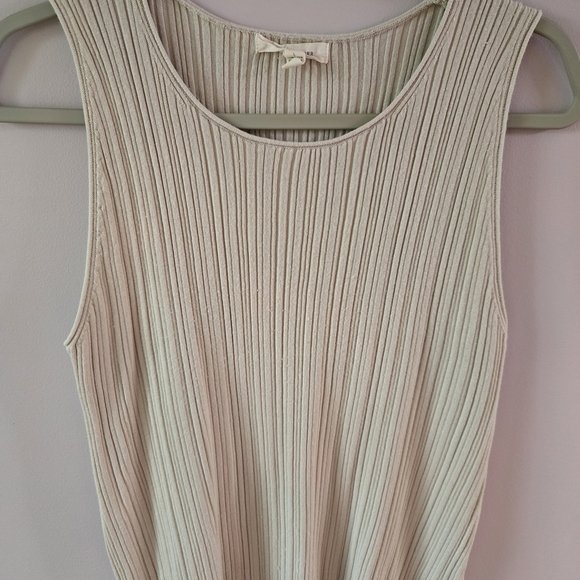 Tops - Cream Ribbed Sleeveless Top